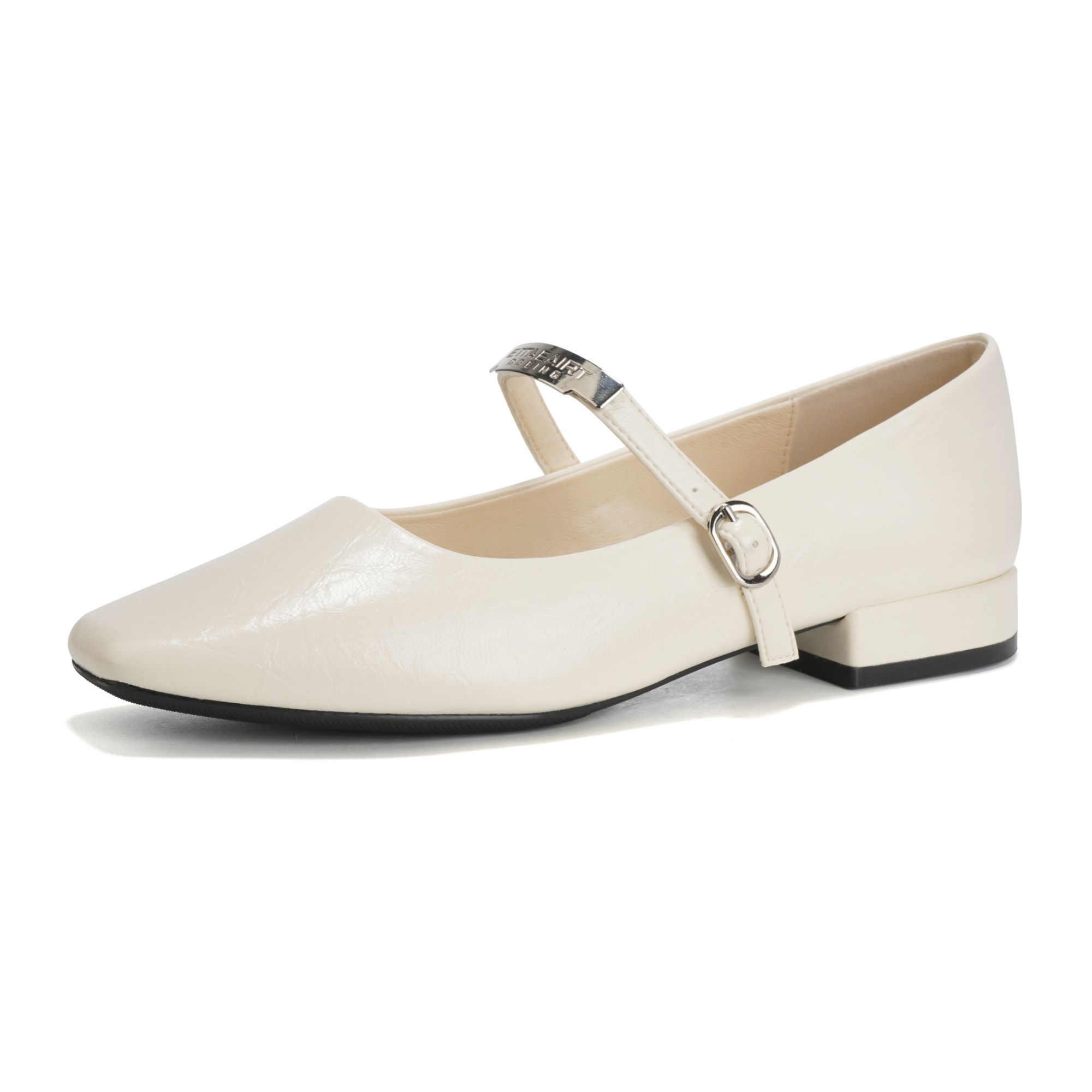 粘胶鞋皮带扣透气厚款低跟单鞋平底圆头浅口时尚女鞋