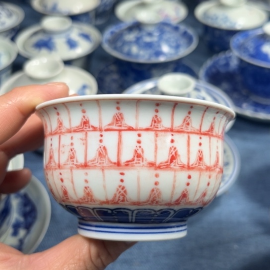 杯手绘釉下彩万佛单杯