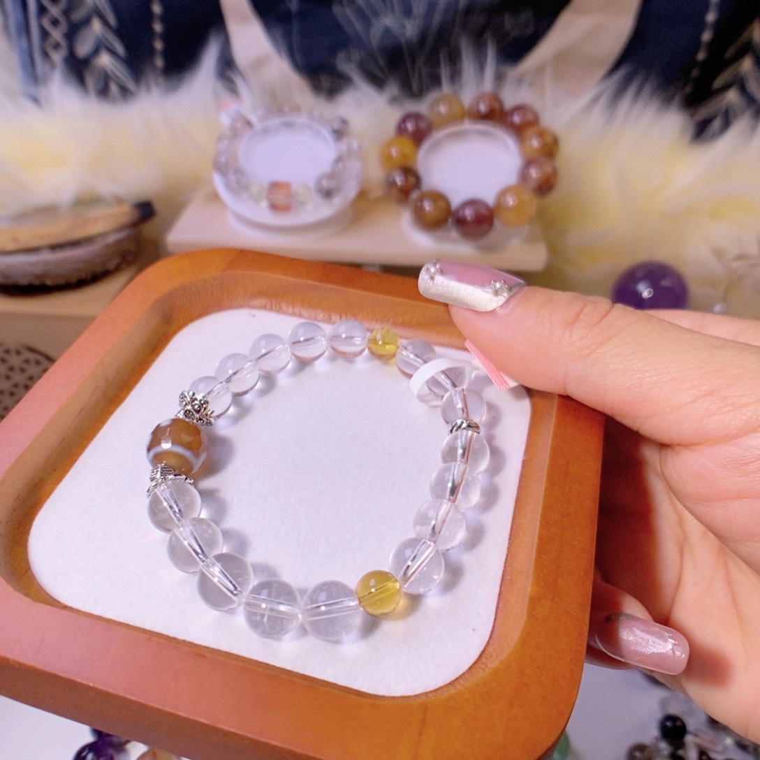 水晶手串合金天然水晶手链