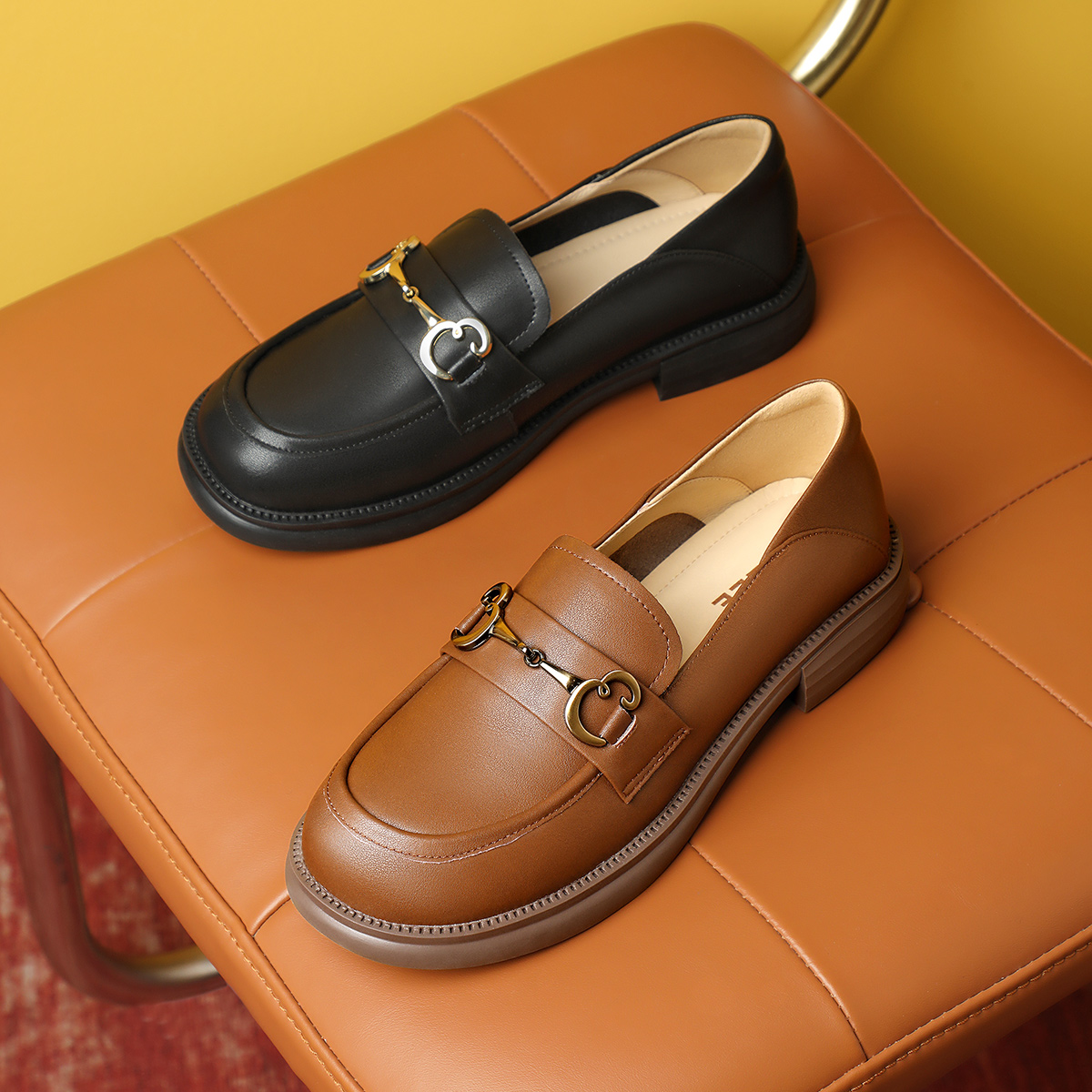 【籽言】百丽简约乐福鞋舒适通勤百搭单鞋B1076AA3