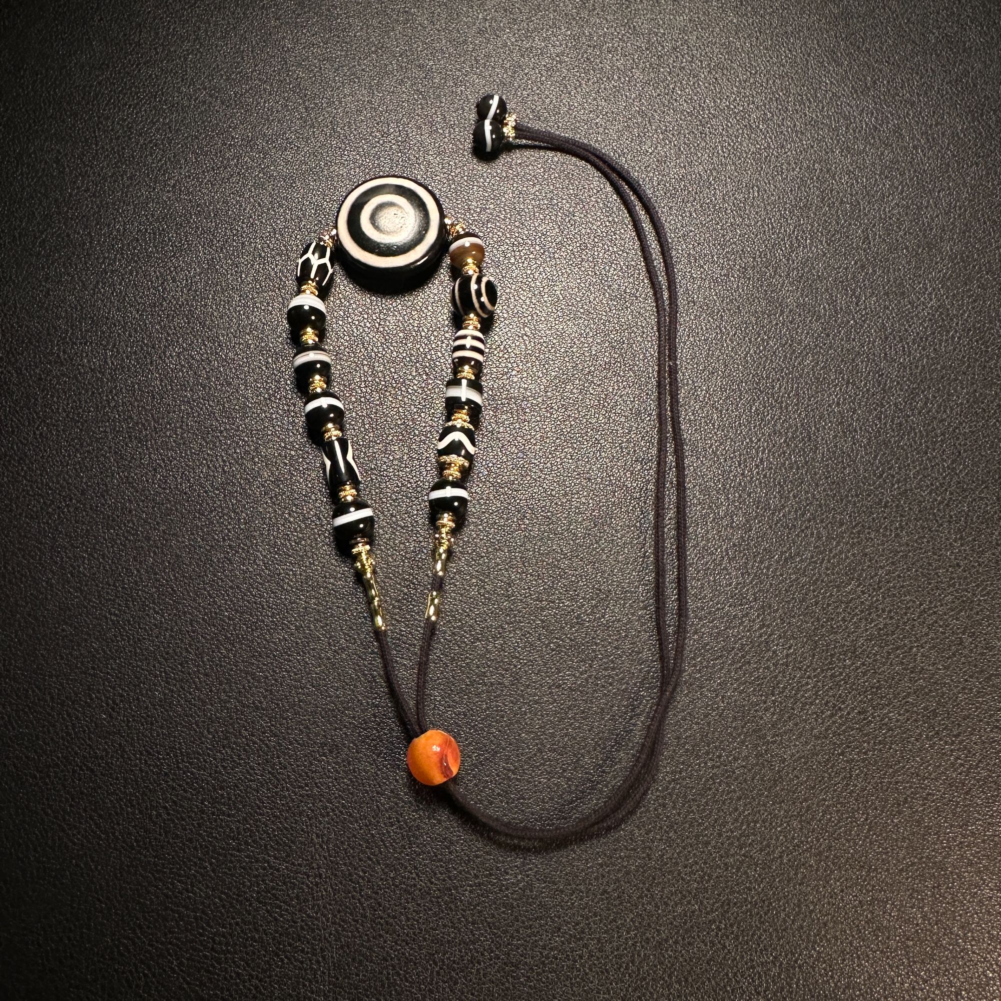 19世纪双线 羊眼板珠玛 瑙锁骨链333-690