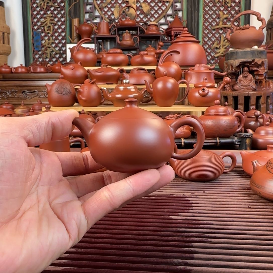 朱泥茶壶75cc潮州手拉壶