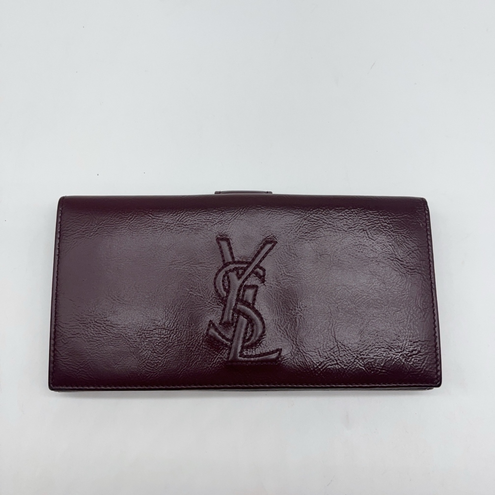 95新 YSL/圣罗兰  酒红色钱包  1565 8386 