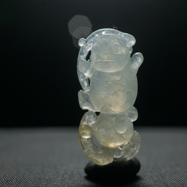 翡翠冰种飘小黄翡杰尼龟小精品挂件