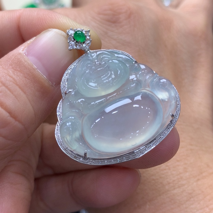 翡翠吊坠(不含链)18K金镶嵌