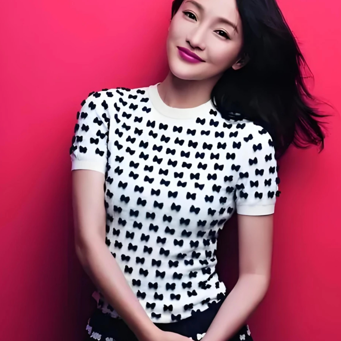 99新 Chanel/香奈儿 25新款白色蝴蝶结针织短袖上衣36码