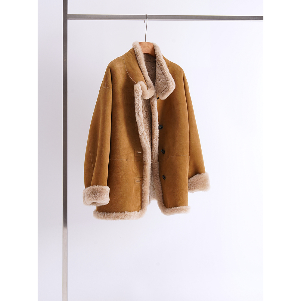 大果store【驯鹿皮毛大衣】西班牙JIN口麂皮绒皮毛一体~皮草外套