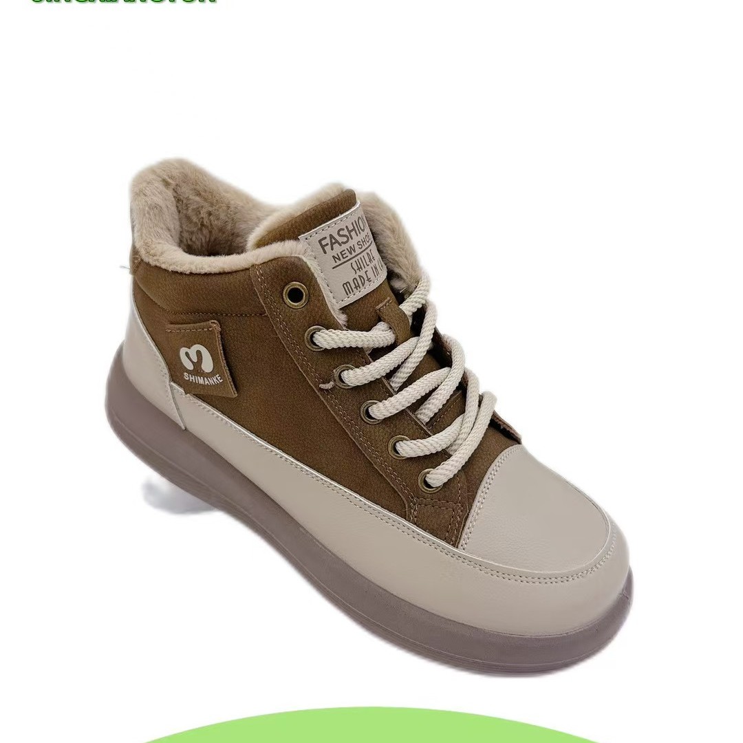 棉靴加绒/毛靴拼色休闲风拼接棉靴秋冬