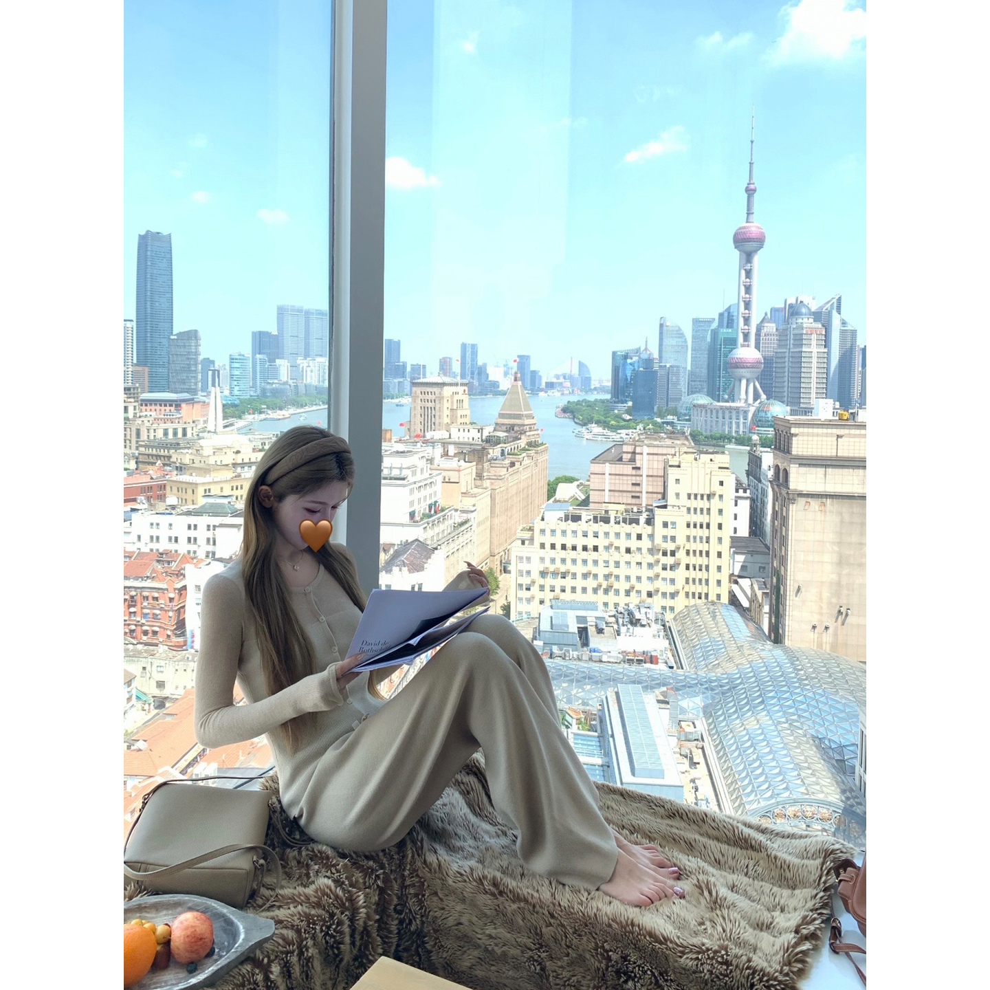 白水女 舒适好好搭毛织休闲裤女秋季韩系宽松显瘦阔腿裤B50853356