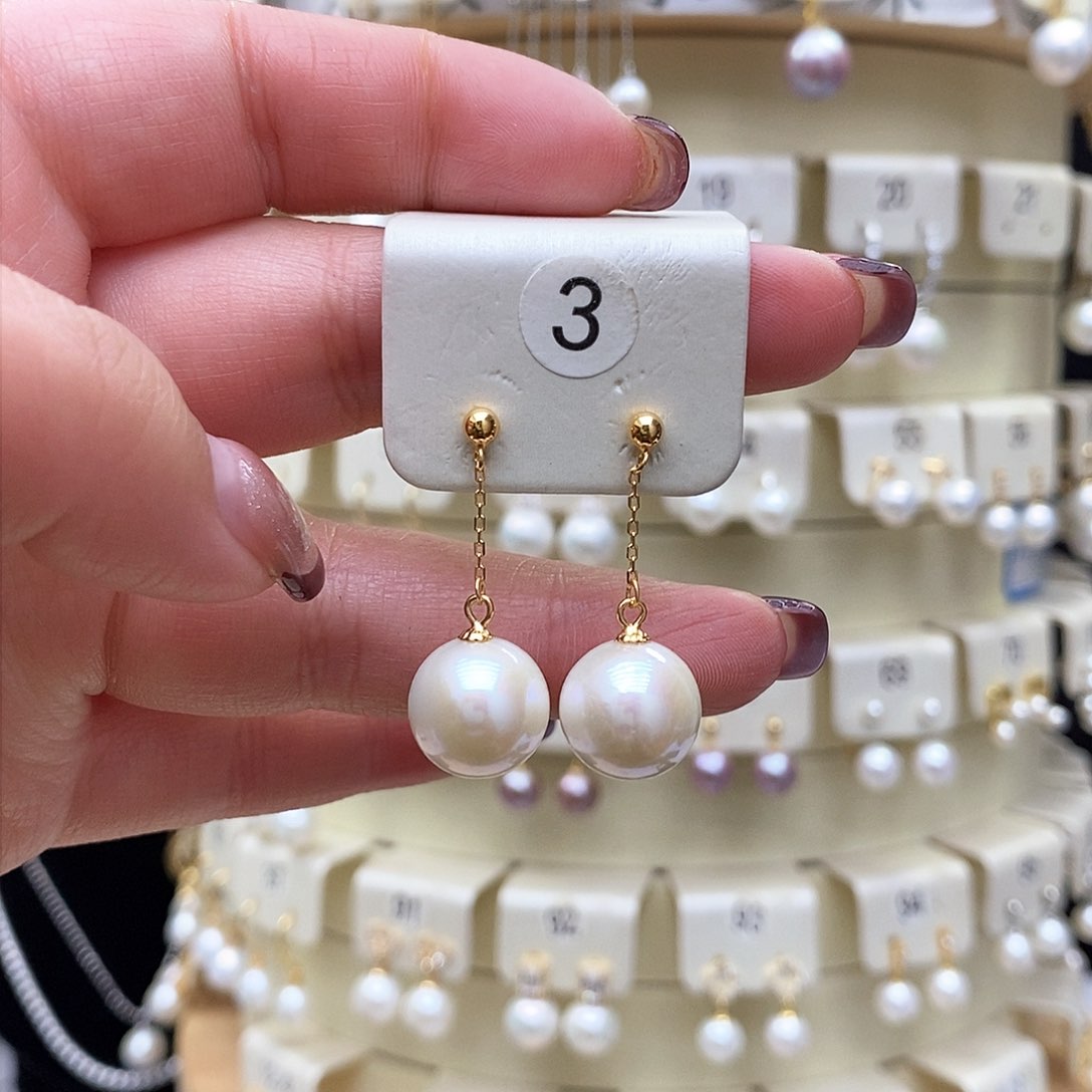 淡水珍珠耳饰银S925镶嵌