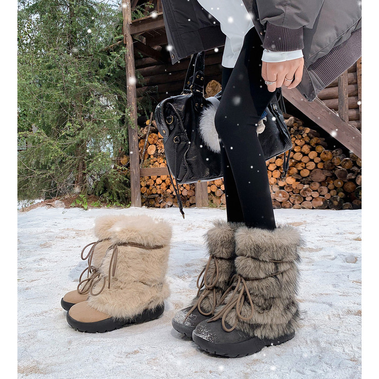 时尚雪地靴2025年冬季厚底雪地靴雪地靴短筒