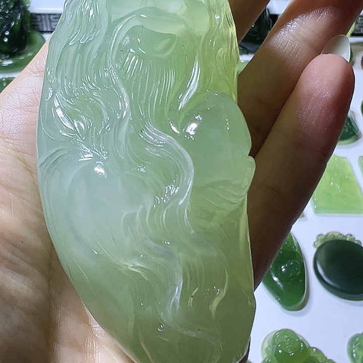 如***意蛇纹石玉合金手把