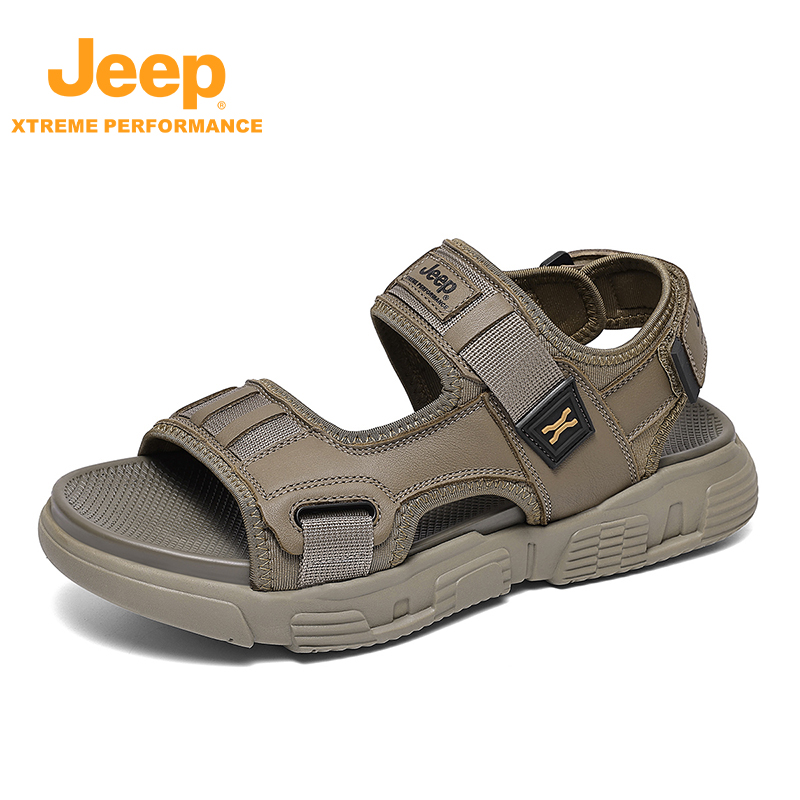 JEEP/吉普 夏季厚底大码青春潮流透气软底纯色徒步防滑休闲沙滩鞋