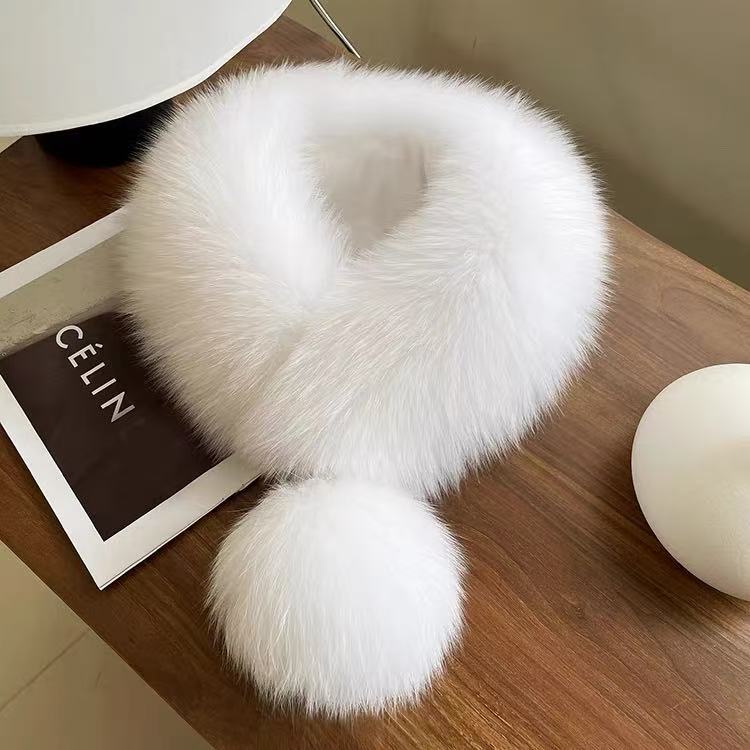 LL琳韩版新毛毛围巾秋冬百搭短款大毛球皮草磁铁吸扣毛毛围脖气质