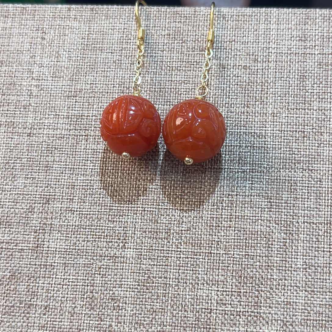 翡翠未镶嵌耳饰鸿运当头