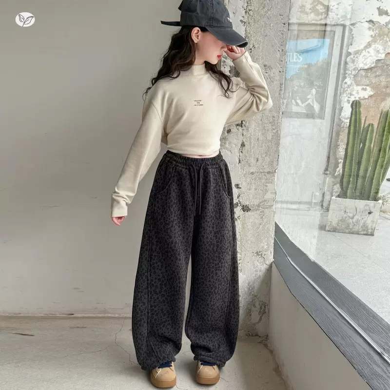 242-mochier沫弛尔男女童冬季羊羔绒加绒加厚运动卫裤