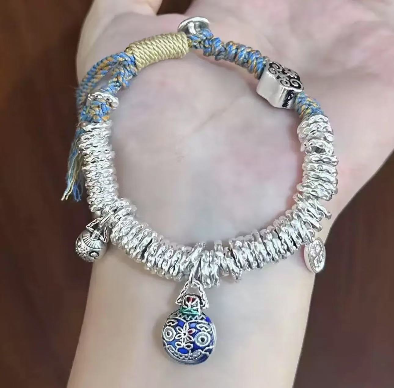 足银手链 银大福珠宝  吞金兽盘缠手链（无礼盒）YZ064