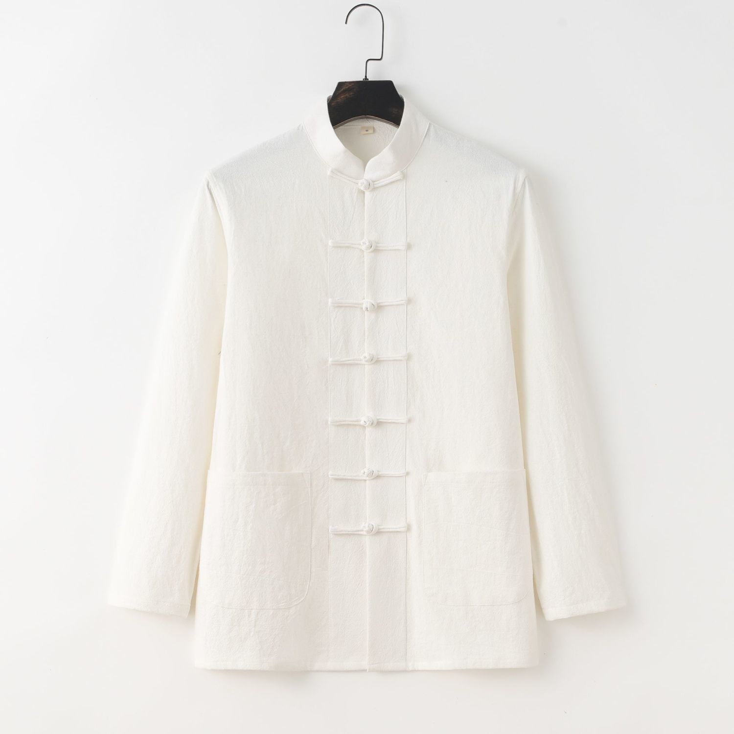 长袖中式纯色唐装秋季常规款水洗薄款青年秋季中国风立领