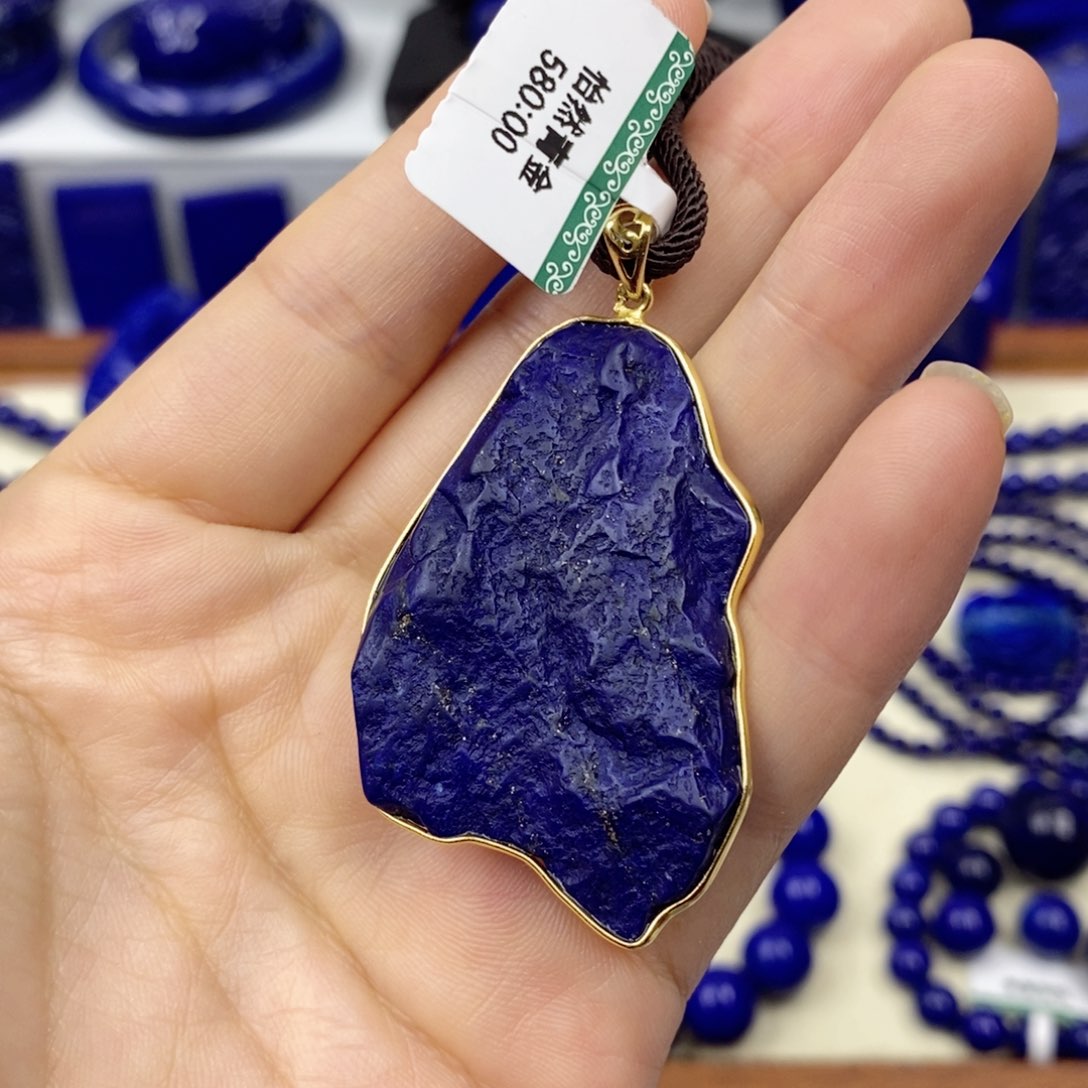 青金石颈饰银S925镀金镶嵌