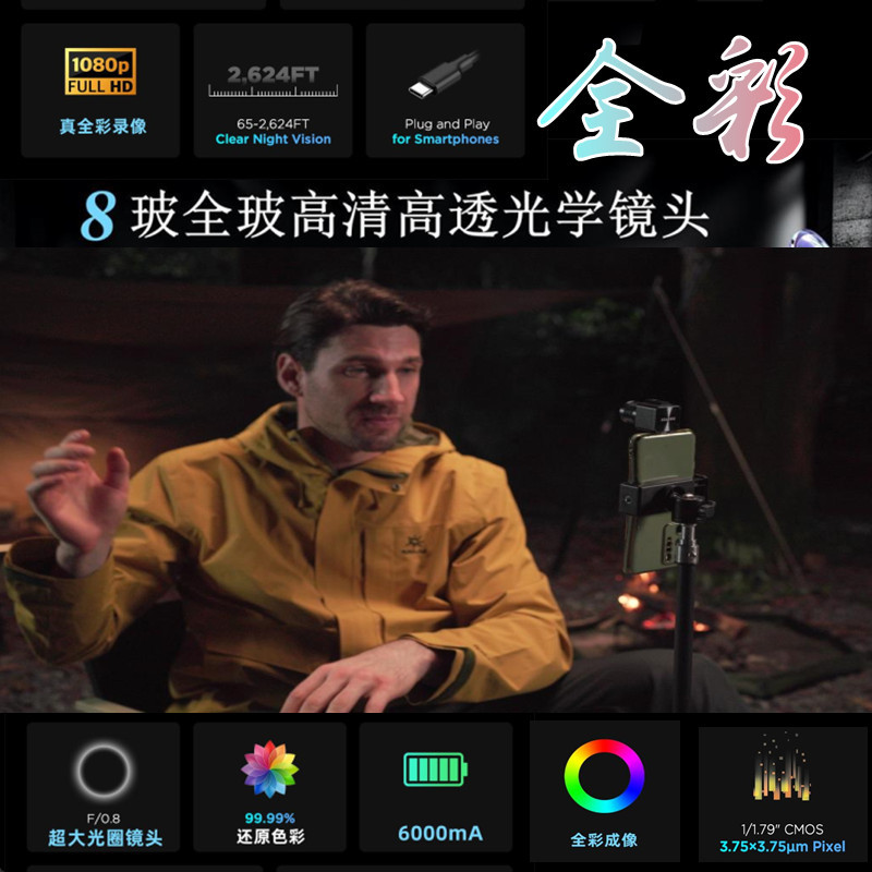 手机夜视仪全新高清户外微光全彩巡逻找狗观察野生动物夜视仪B