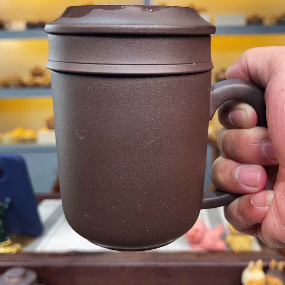 茶壶紫砂紫泥盖杯三件套