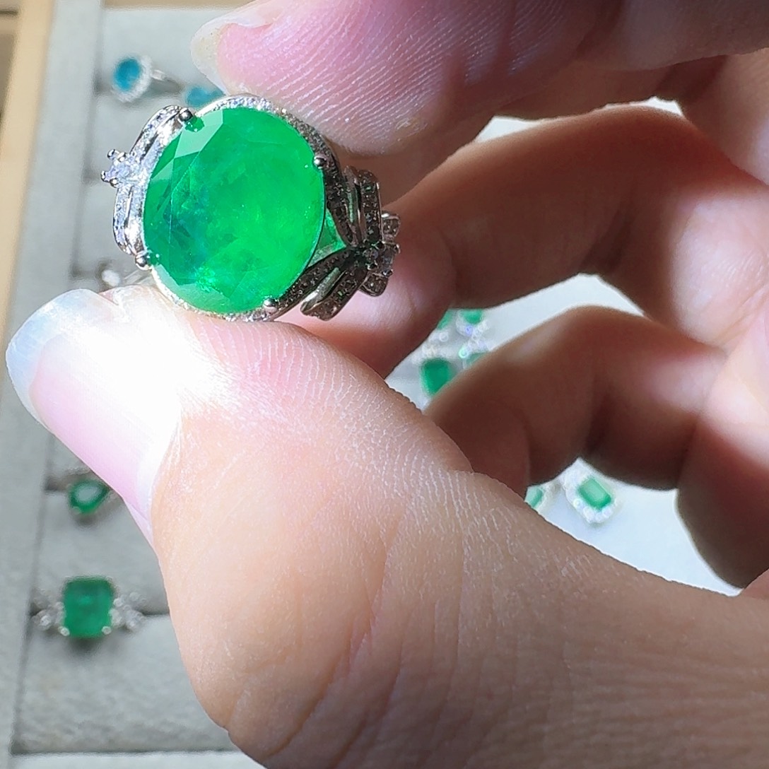 芙蓉石戒指银S925镶嵌