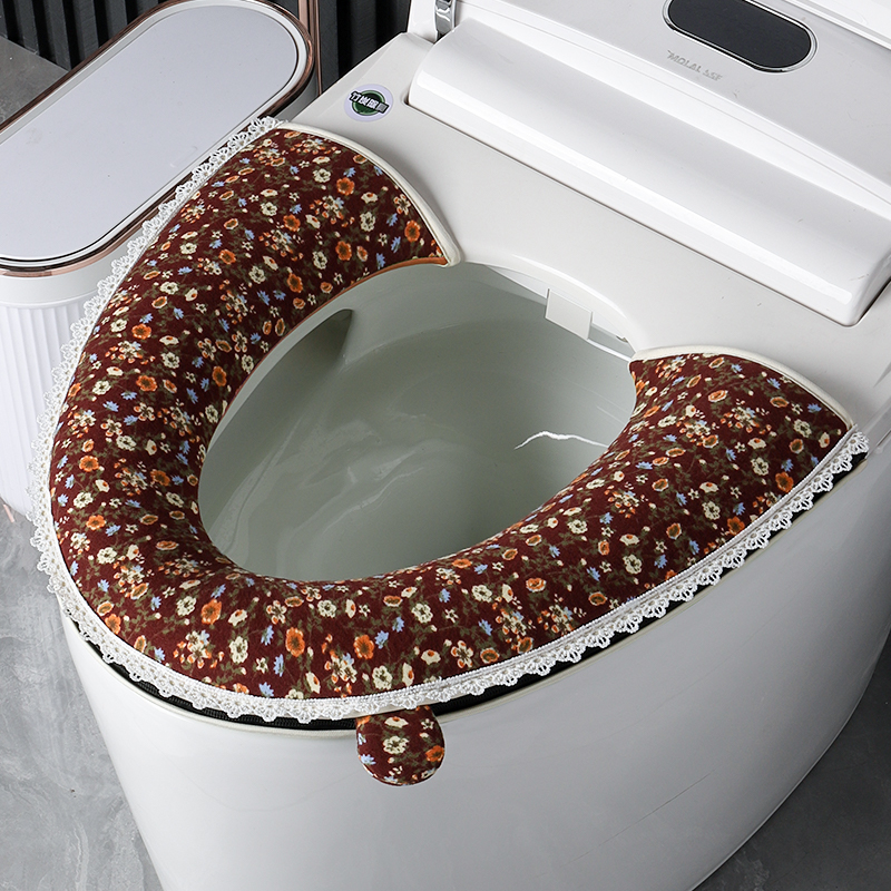 法式碎花马桶垫透气棉中古风家用加大加厚拉链防水轻奢耐用坐便套