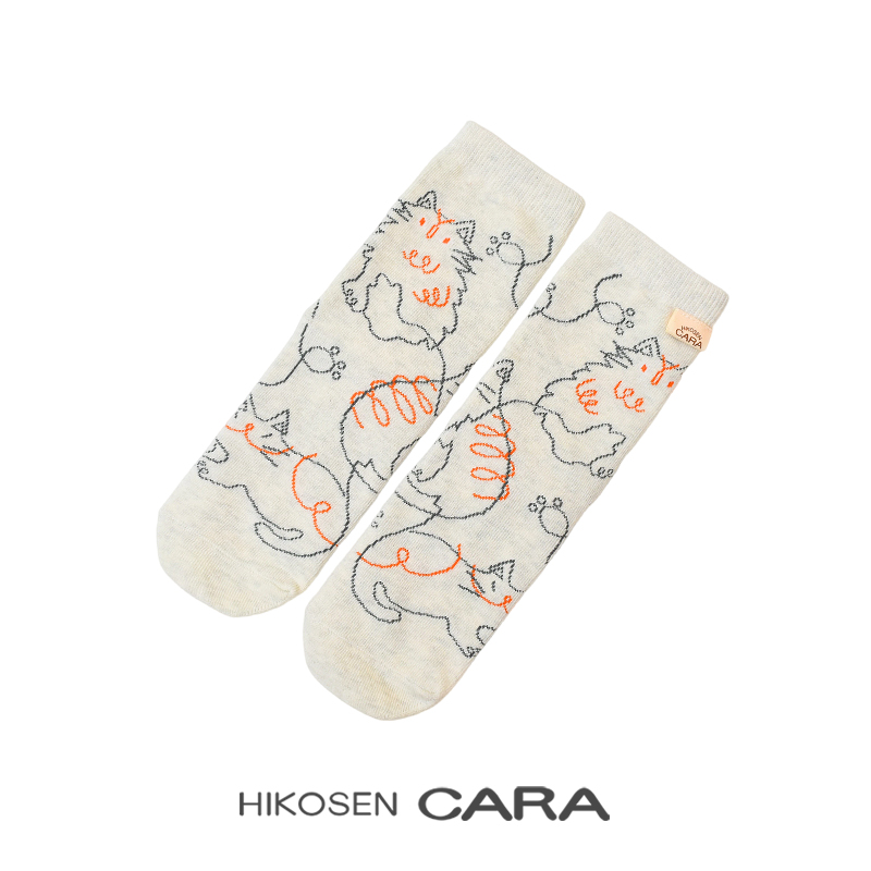 HIKOSEN CARA卡拉猫提花中筒常规款字母防臭卡通动漫少女风袜子