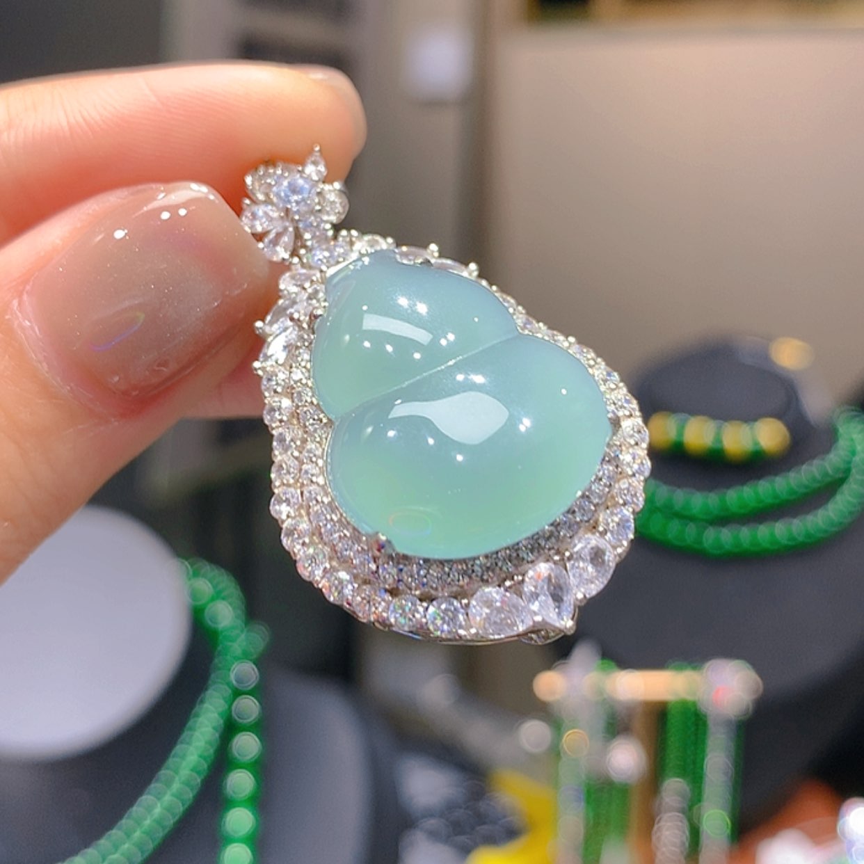 【闪购商品】翡翠颈饰银S925镶嵌9柒姐