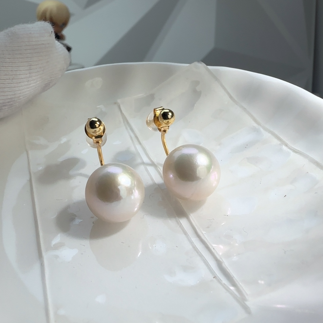 耳饰银S925镶嵌淡水珍珠