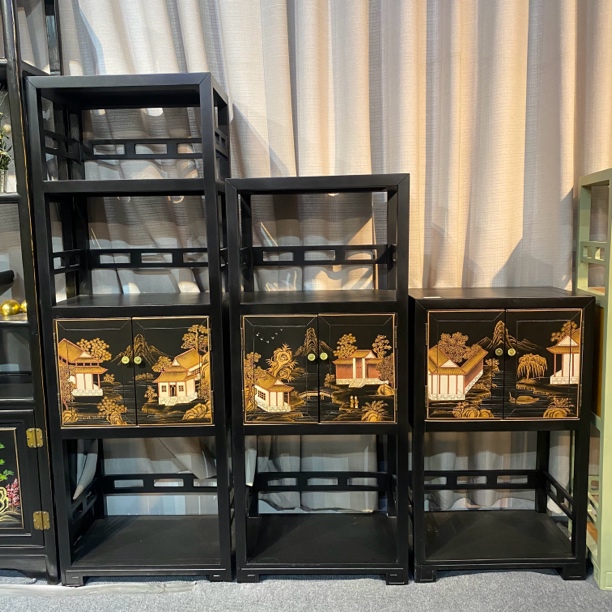 新中式禅意博古架茶室装饰储物架玄关隔断洒架