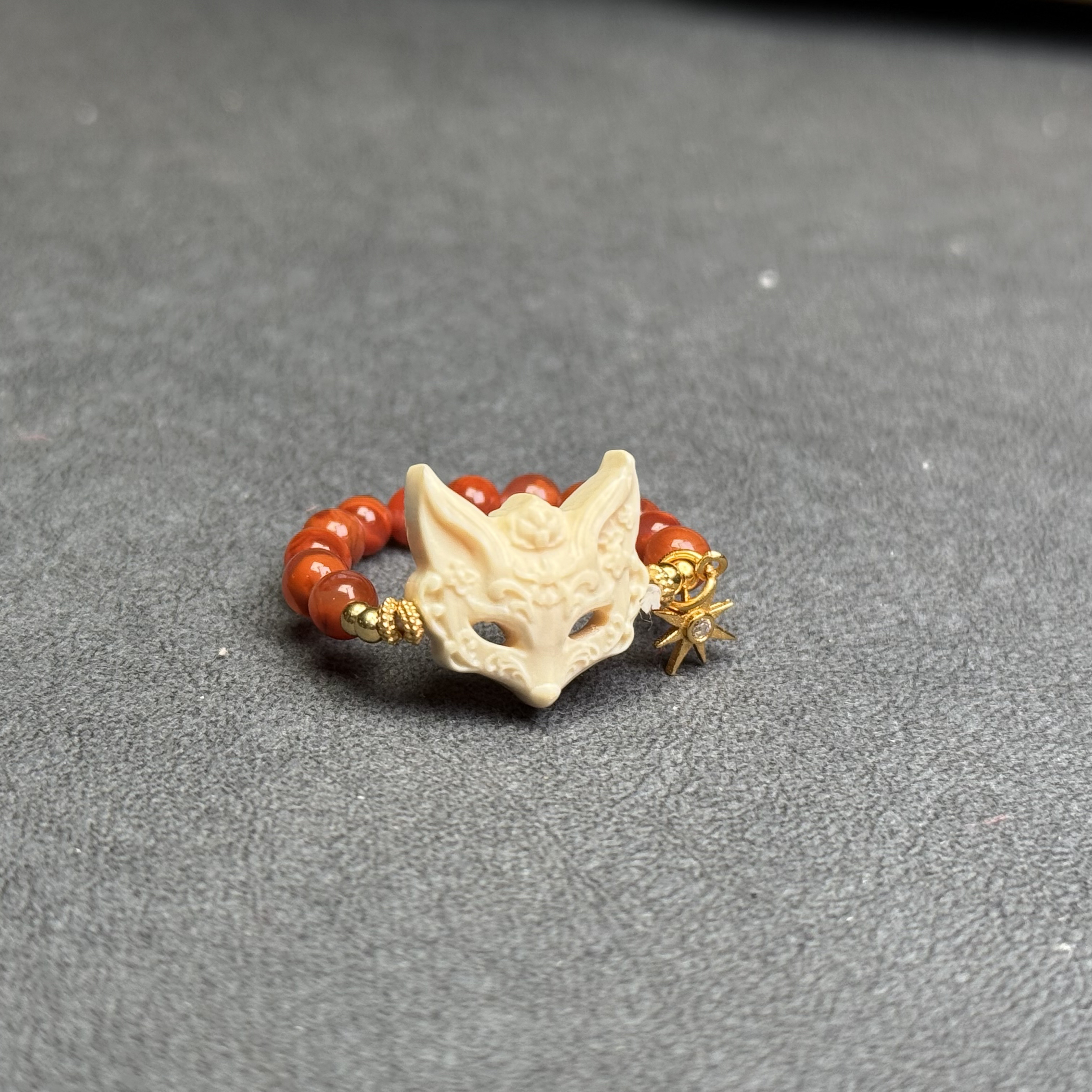 A095天然猛犸牙 戒指 14×15mm支持鉴定假一罚四