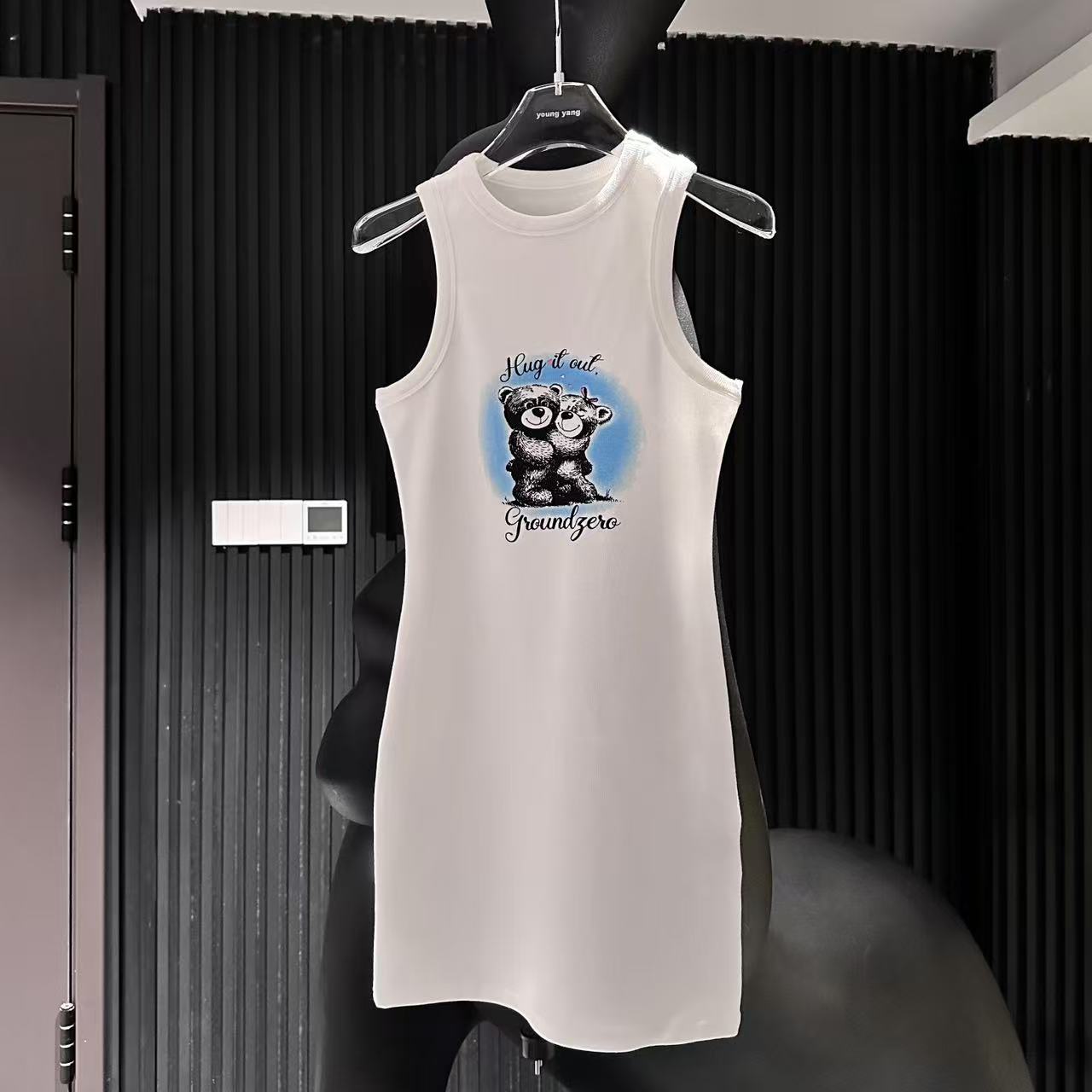 小熊印花修身T恤连衣裙短裙88857