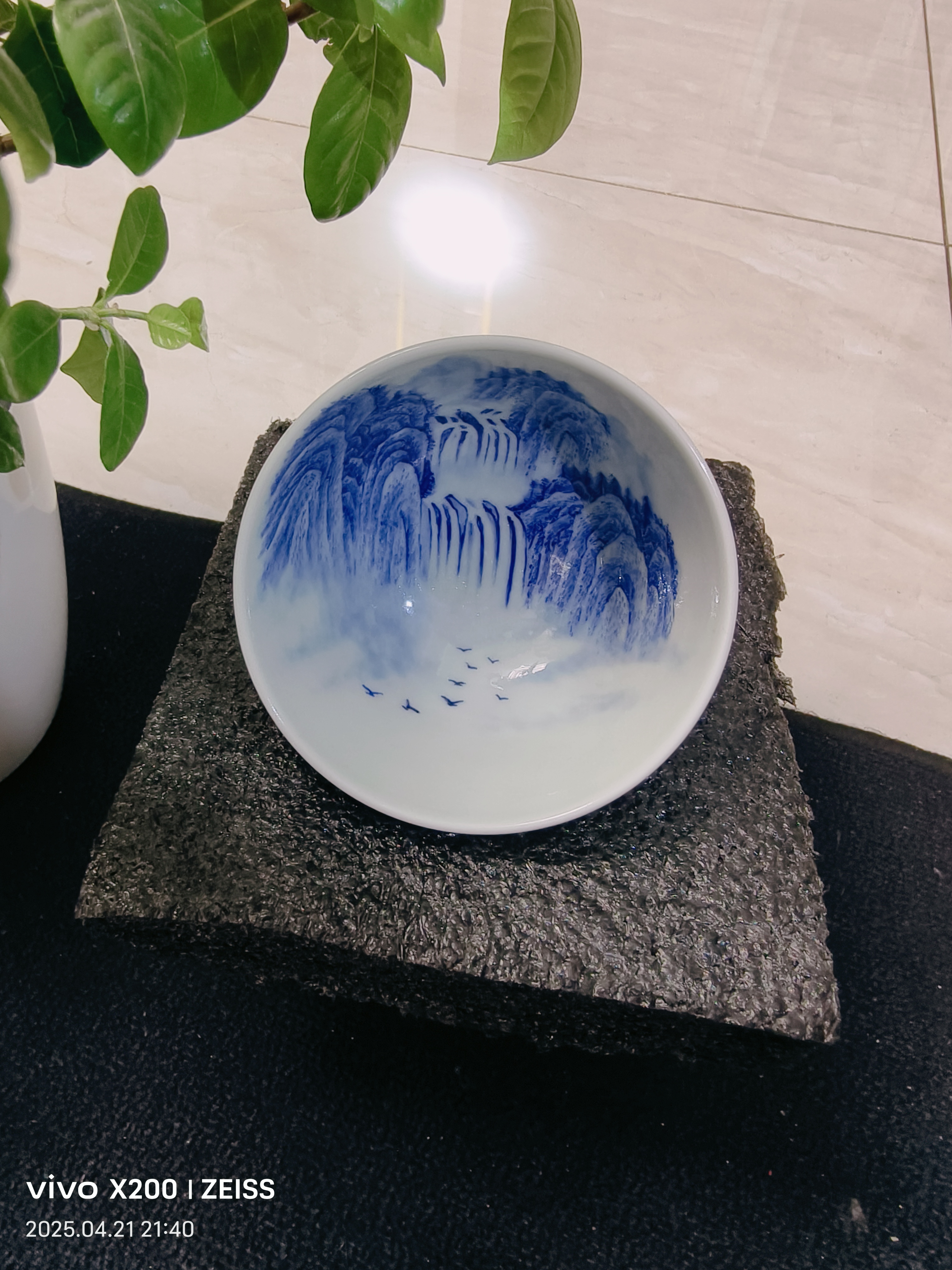 全手工山水鸡心杯容量200cc，口径八点九公分，高六点七公分