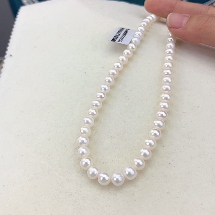 淡水珍珠颈饰银S925镶嵌卡6-7冷白高品