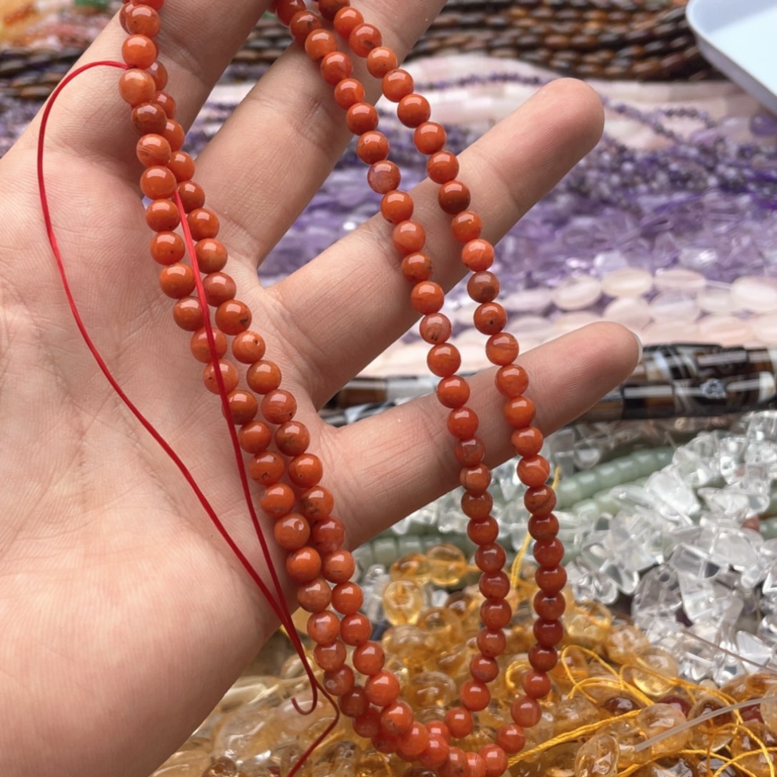 玛瑙/玉髓未镶嵌珠宝半成品一条装卡5+mm南红多圈