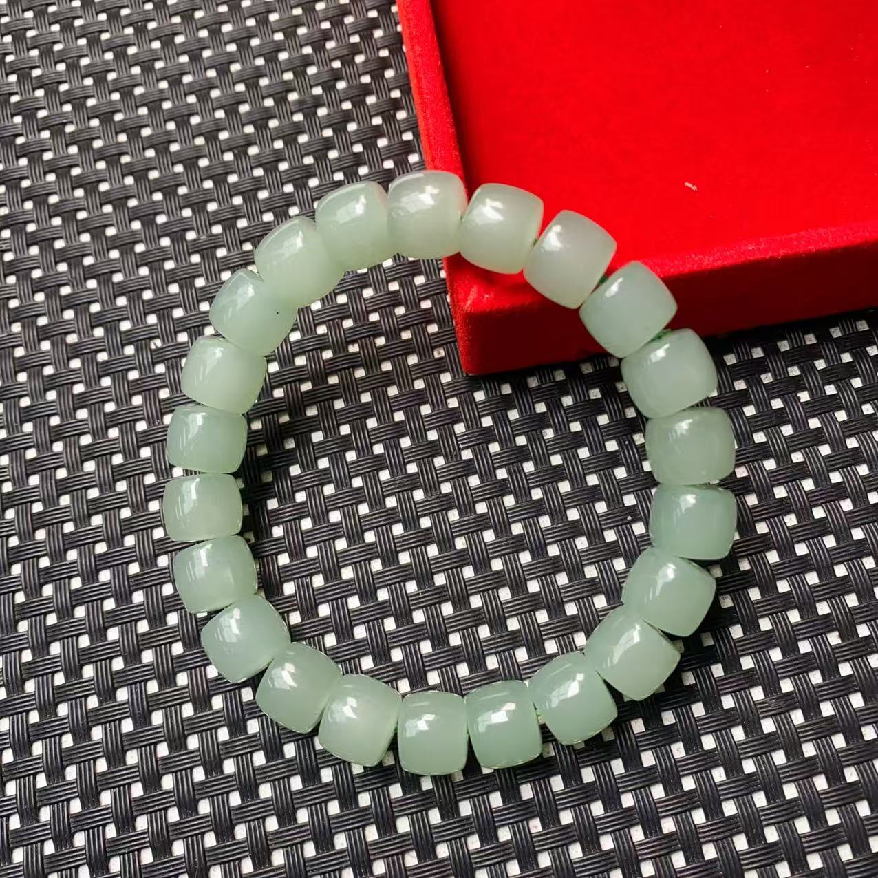 [石矿]A954油青色桶珠手链10M