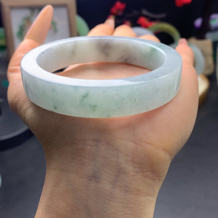 定制翡翠未镶嵌手镯冰飘水墨乌鸡 主播强强推