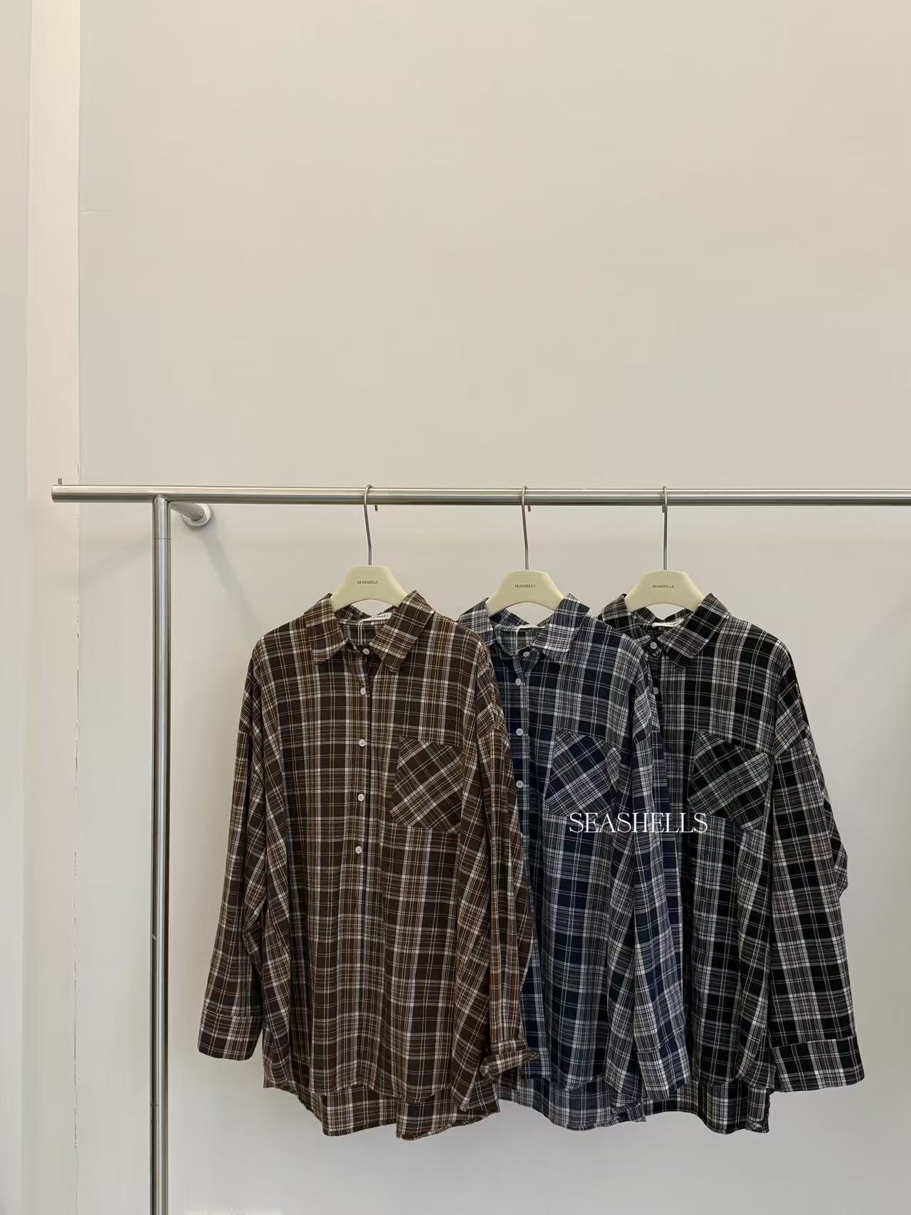SEASHELLS（2232#福）经典复古条纹衬衫 （衣长83）