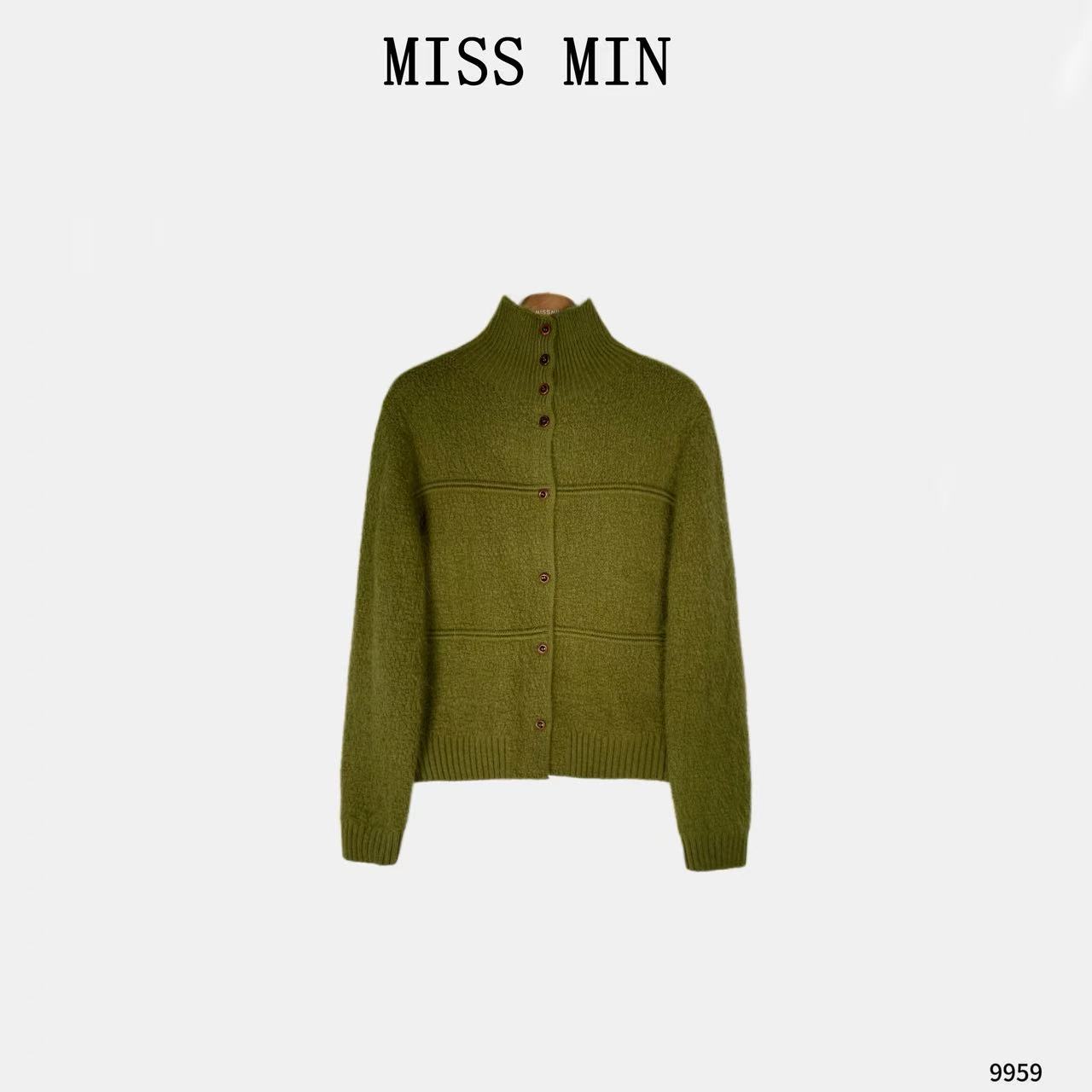 MISS MIN【宣言】时尚翻领羊毛针织设计小众衣服显瘦百搭上衣9959