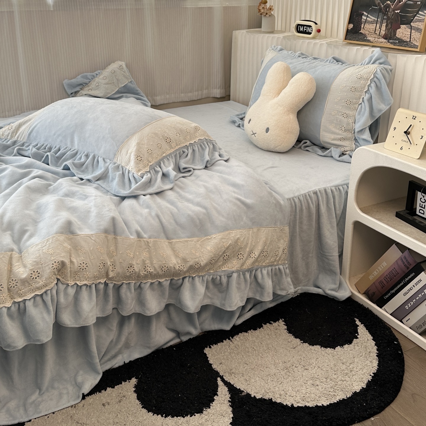 本季-温柔复古法式少女花边床裙款牛奶绒四件套冬季加厚绒三件套A