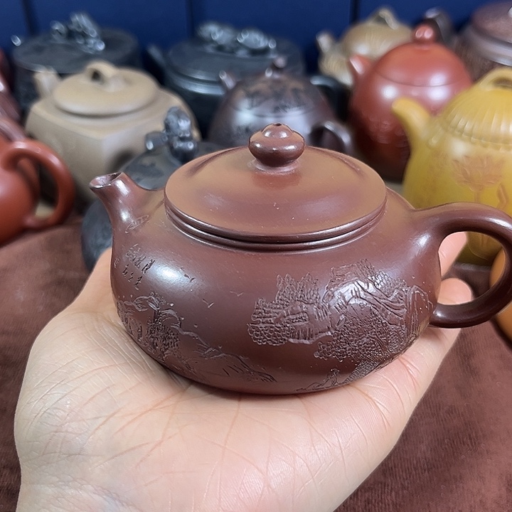 沾***草茶壶紫砂紫砂微瑕