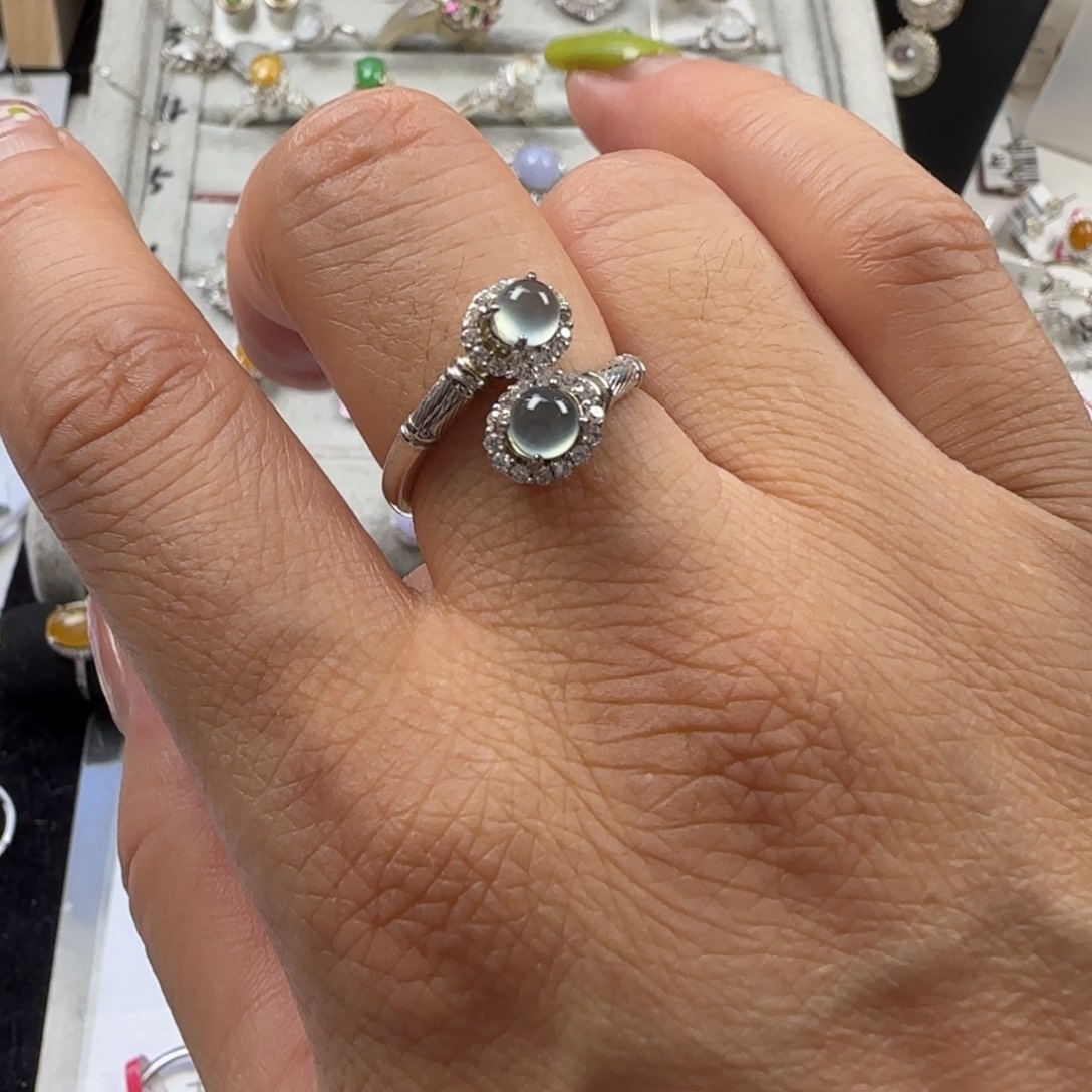 翡翠戒指银S925镶嵌