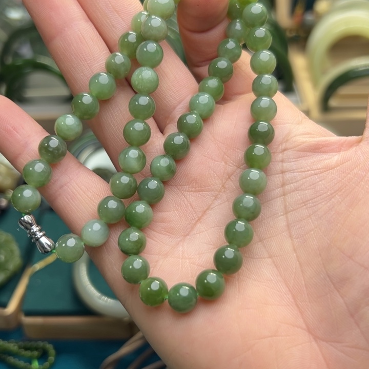 和田玉（碧玉）颈饰未镶嵌碧玉妈妈链卡8