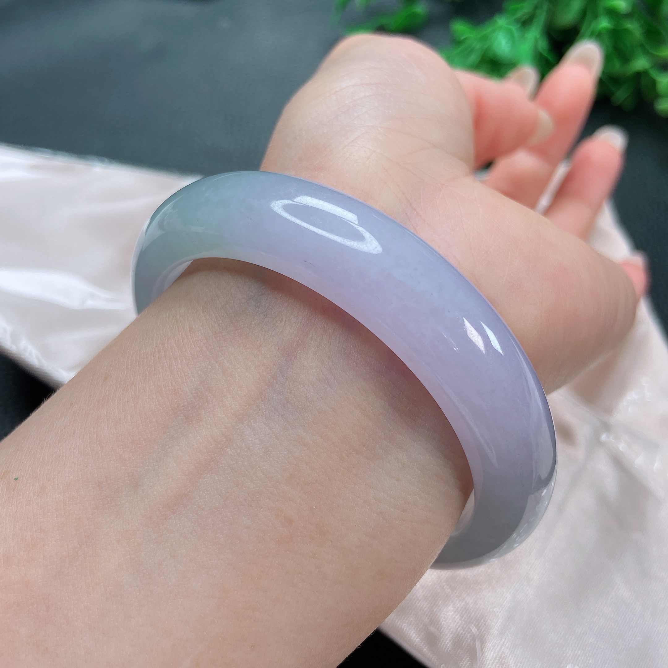 56圈春彩翡翠手镯女款紫罗兰扁条正圈轻奢百搭显气质玉镯506-1