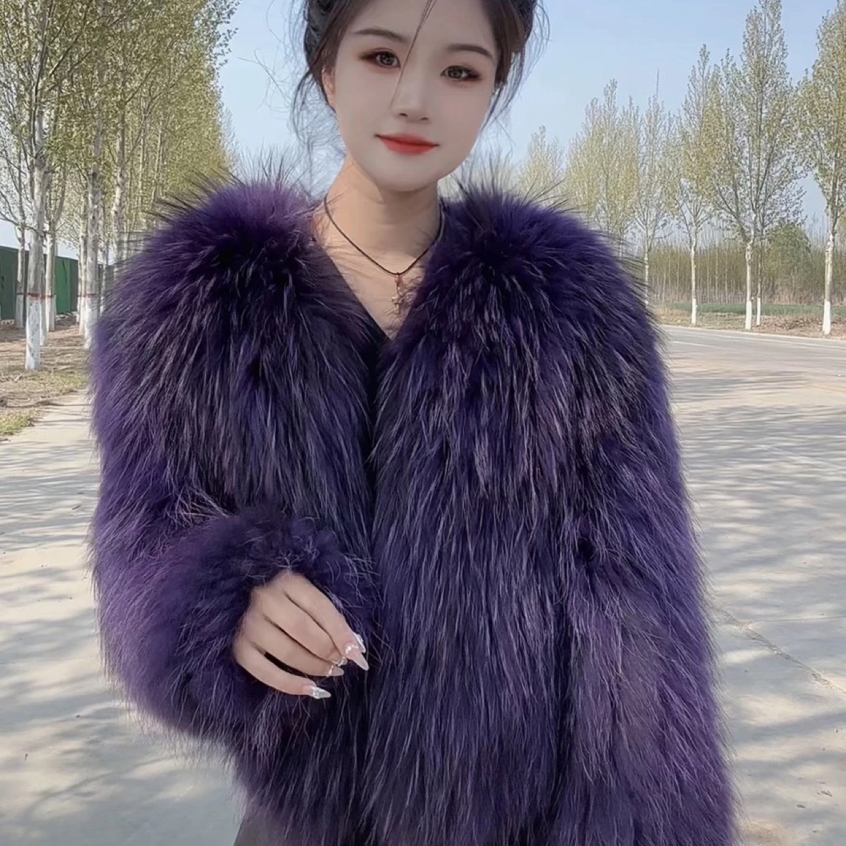 2025款冬季双面加厚50衣长貉子毛编织皮草外套