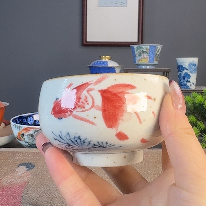 摆件景德柴烧茶杯多人