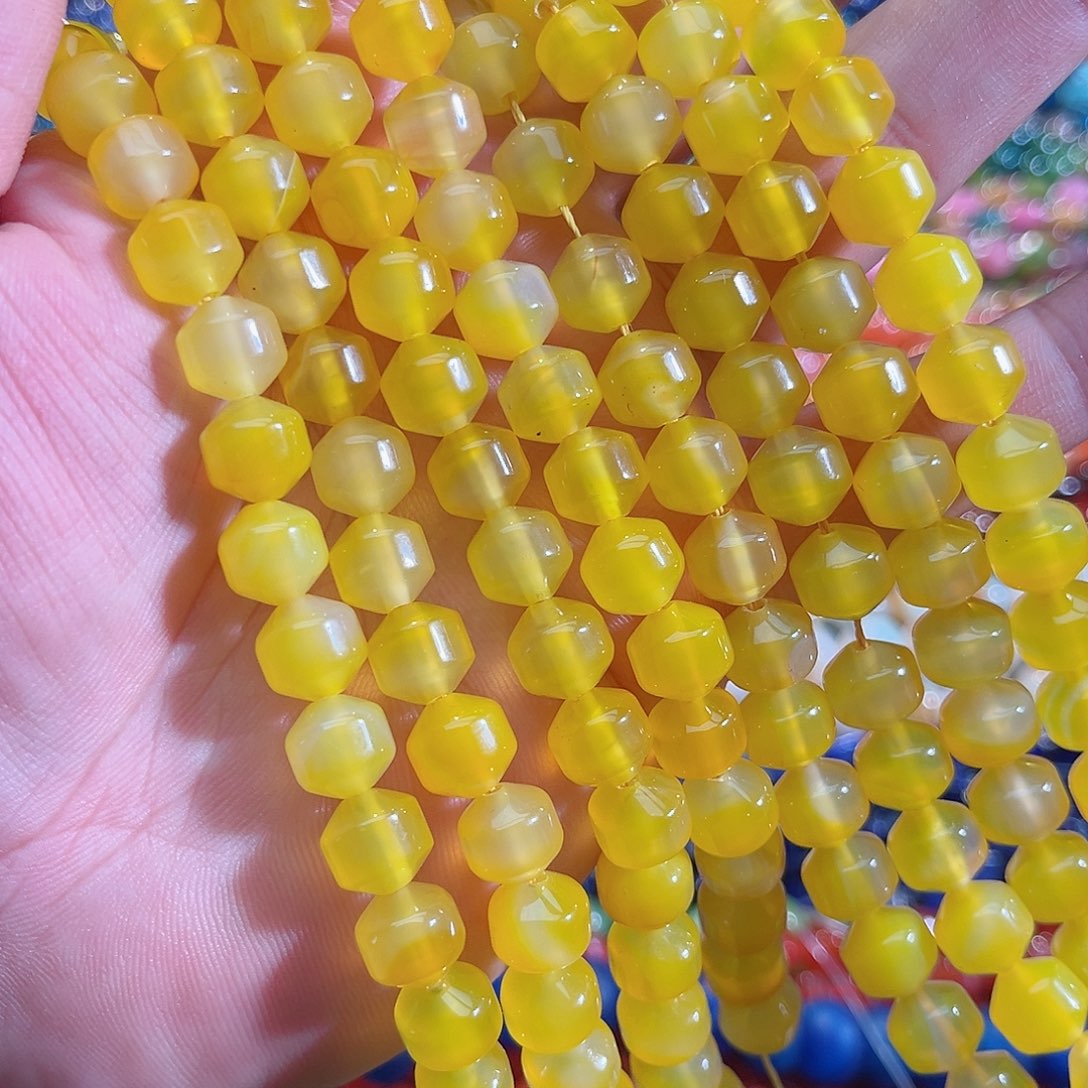 玛瑙/玉髓未镶嵌珠宝半成品黄玛瑙路路通一条10mm