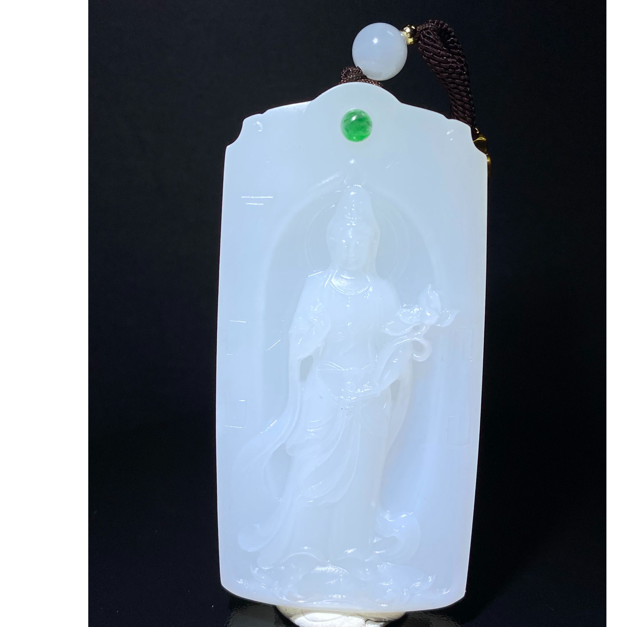 和田玉羊脂白立体站观音白色精雕巧雕雕刻时尚精美男士