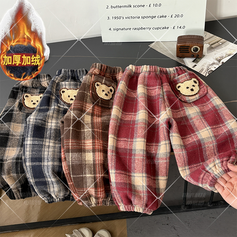 【加厚】2025秋冬新款男女童保暖裤时尚洋气百搭儿童裤格子外穿